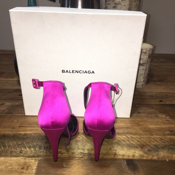 New Balenciaga Satin Broken Heel Peep Toe Pumps - Picture 6 of 8
